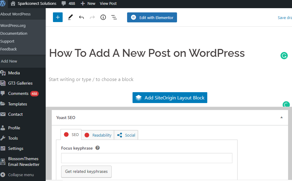 A blog post on WordPress